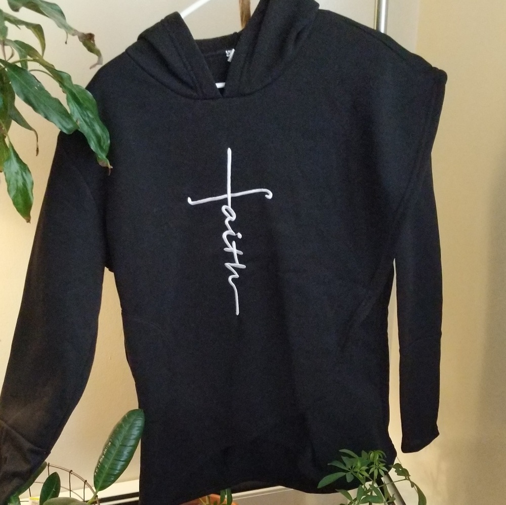Black Faith Cross Hoodie